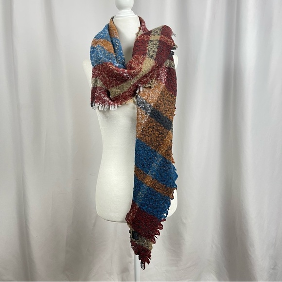 David & Young Plaid Earth Tone Boho Warm Fall Scarf Winter - Picture 2 of 6